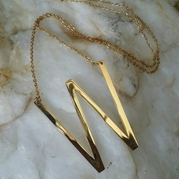 FP Jewelry Letter W Necklace 14kt Goldplated Never Tarnish Hypoallergenic - Picture 2 of 7